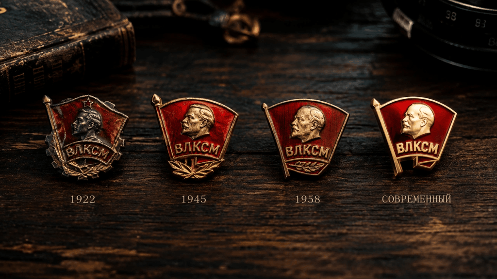 Эволюция комсомольского значка с 1922 по 1991 год.