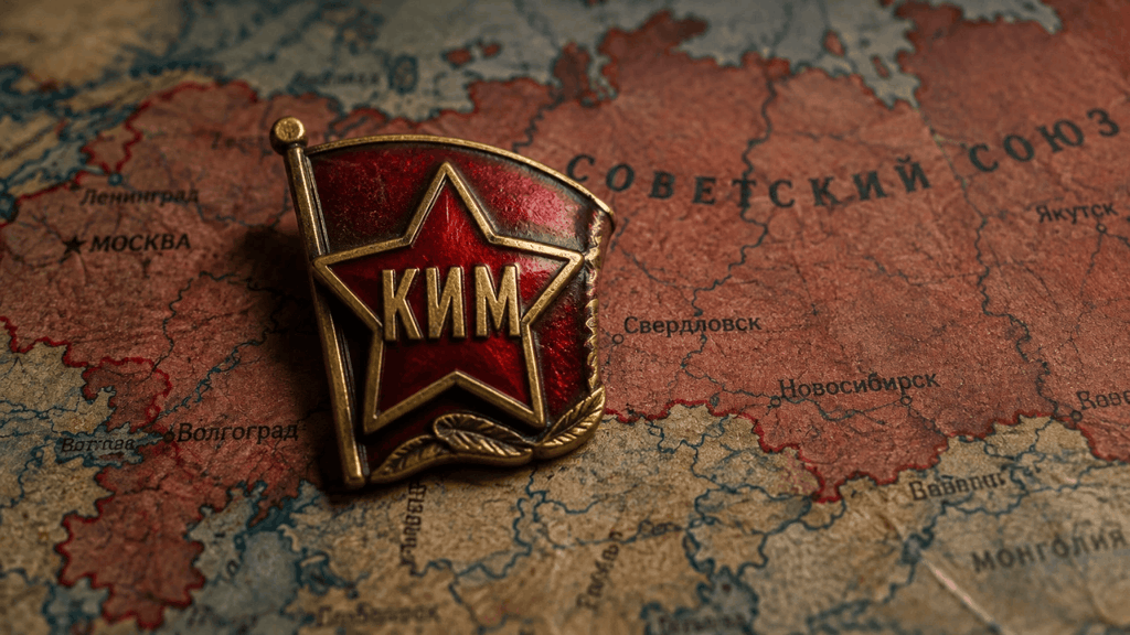 Комсомольский значок с надписью КИМ (Коммунистический интернационал молодёжи)