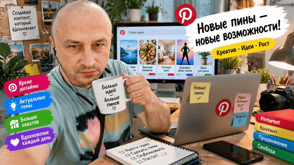 Анализ статистики Pinterest и создание новых пинов.