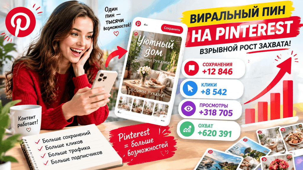 Вирусный пин в Pinterest, может давать трафик годами.